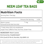 FreshDrinkUS, Premium 33 Neem Leaf Tea Bags, 100% Natural and Pure from Neem Leaves. Herbal Tea. No Sugar, No Caffeine, No Gluten, Vegan.