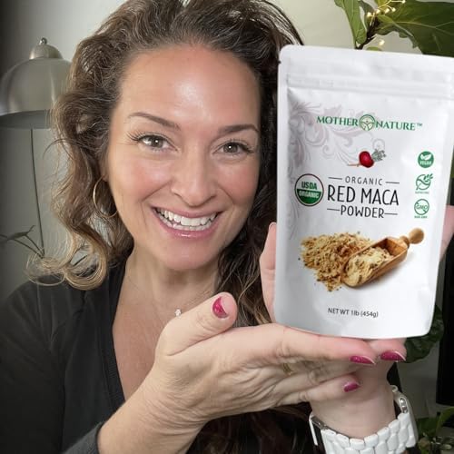 Organic, Raw Peruvian Red Maca Root Powder – Premium USDA Certified, Hormone Balance for Women, Natural Energy, Mood Support, Non-GMO, Vegan Superfood, 16 oz