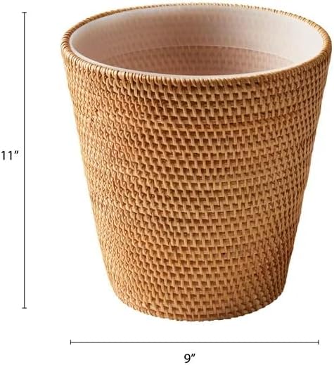 Rattan Bathroom Wastebasket Wicker Trash Can Woven Storage Basket for Bedroom,Home Office,Compact Spaces (1)