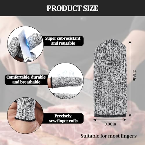 10 PCS Cut Resistant Finger Cots, Reusable Finger Guards, Durable Non Slip Thumb Protector Sleeve, Breathable Fingertip Covers for Kitchen, Work, Sculpture
