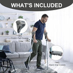 SPRING SEAON Forearm Crutch Pads (4 Units), Comfortable Elbow & Hand Padding for Open Cuff Crutches, Non-Slip Hand Grip Covers with Adjustable Straps, Breathable & Washable Forearm Crutch Accessories