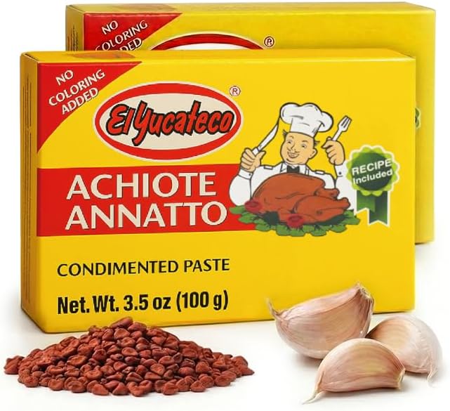 El Yucateco Achiote Paste (Annatto Seasoning) – Pack of 2 (3.5 oz Each) – Authentic Mexican Red Achiote for Cochinita Pibil, Marinades & Traditional Latin Cooking