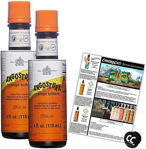 Angostura Orange Bitters 4oz Bottle with Phone Grip and Bitters Selections Recipe, 2-PACK