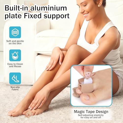 Hammer Toe Straightener & Toe Brace Wrap for Women and Men, Toe Splint for Straightening and Alignment, Hammer Toe Support, 6Pack (Beige)