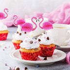 Flairs New York Happy Birthday Decorations Cup Cake Toppers Party Props (Pack of 2 Cup Cake Toppers, Flamingos)