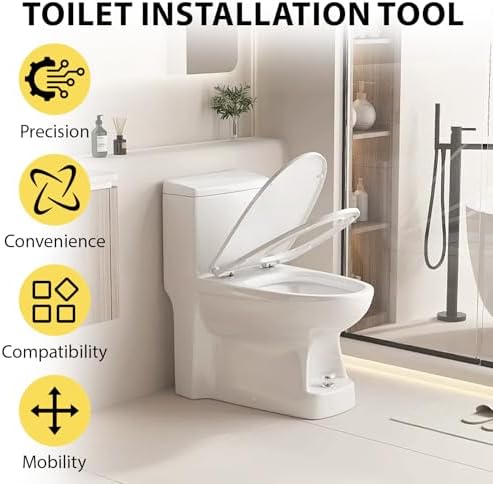 Toilet Installation Aid, closestool Installation Jack, Easy Moving and Repairing of Installation Aid, Portable Positioning Mobile Foldable Toilet Dolly Lift, Easy Alignment of Seals Lift Tool (Silver)