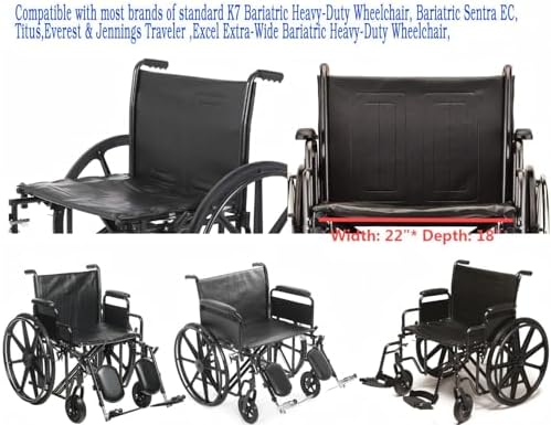 22 inch wheelchair seat replacement,Heavy-Duty wheelchair seat replacement 22x18,Vinyl Seat Upholstery,Embossed,Replacement parts,W/Hardware,Suitable for K7,Bariatric Sentra EC wheelchairs(1Ea,Black)