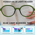 FEISEDY Vintage Oval Blue Light Reading Glasses for Women, Stylish Lightweight 90s Reader B0327