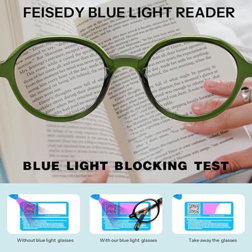FEISEDY Vintage Oval Blue Light Reading Glasses for Women, Stylish Lightweight 90s Reader B0327