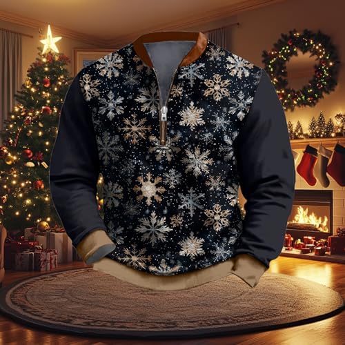Men's Nightmare Before Christmas Sweatshirt Quater Zip Fleece Pullover Graphic Big and Tall Comfy Hoodies