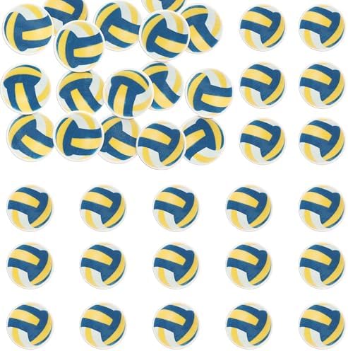 Gyufise 50Pcs Wafer Paper Volleyball Cupcake Toppers Edible Sports Ball Cupcake Picks for Volleyball Theme Baby Shower Kids Birthday Party Cake Decorations Supplies