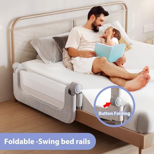 Baby Bed Rails Guard for Toddlers - 32" Toddler Bed Rail for Queen Full King Twin Crib Bunk Size Bed Adjustable Heights & Foldable Portable Bedrail Extra Tall Child Safety Side Railing Guards for Kids