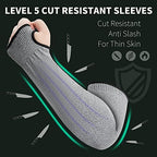 ARCLIBER Cut Resistant Garden Sleeves Level 5 Protective Arm Gardening Sleeves for Men & Women with Thumb Hole, 18 inch Arm Guards for Thin Skin, Gardening, Cutting, Pet Grooming