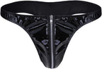 Men's Sexy Lingerie Jockstrap Shiny Metallic Zipper Open Front Pouch G-String Thongs Underwear