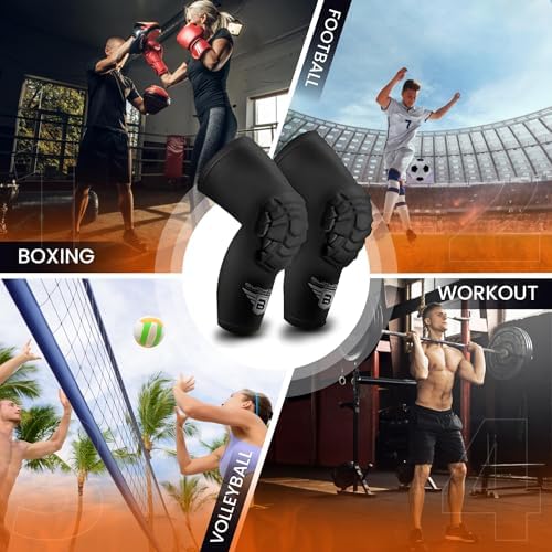 Pro Compression Padded Knee Sleeves Knee Pads Youth & Adult Basketball Football Wrestling Volleyball 1 Pair