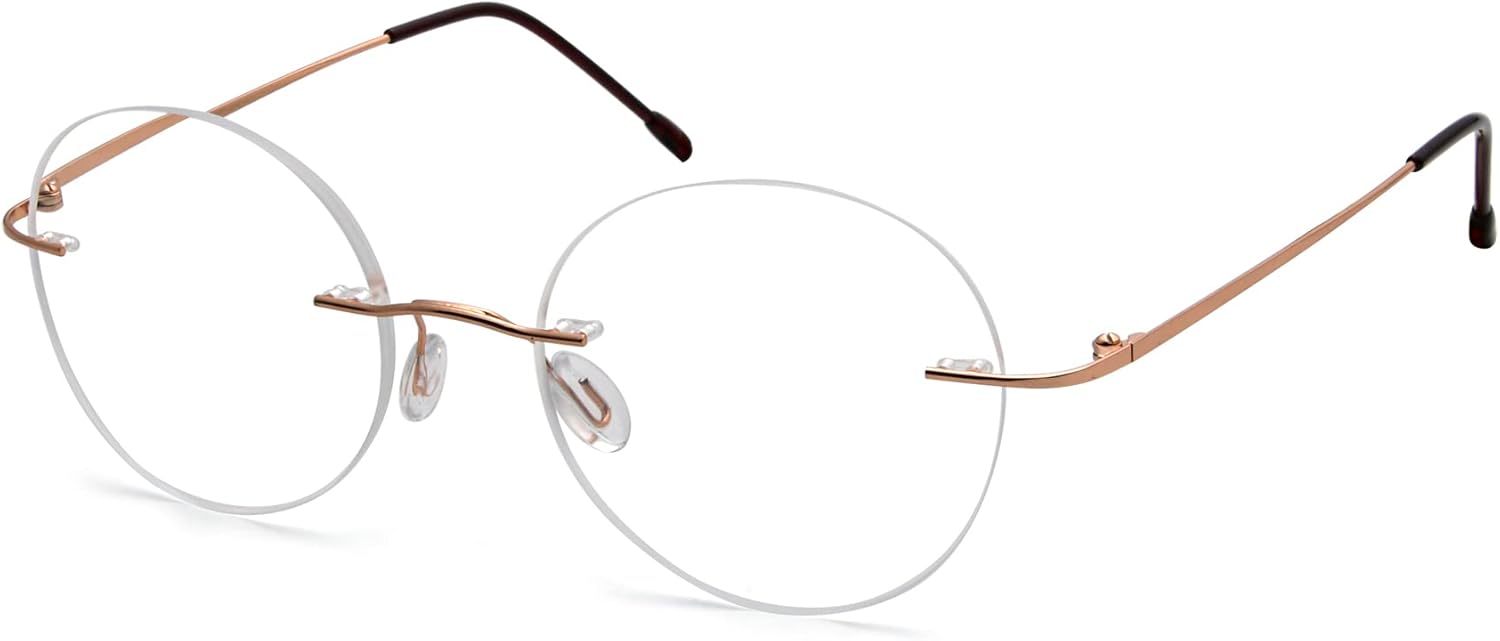Eyekepper Frameless Eyeglasses Women - Round Rimless Eyewear Men Gold
