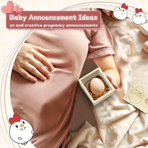Egg Baby Announcement Reveal Ideas, Surprise Pregnancy Announcement Wood Box for Grandparents Husband Parents Friends, Baby Fun Gifts Box Idea
