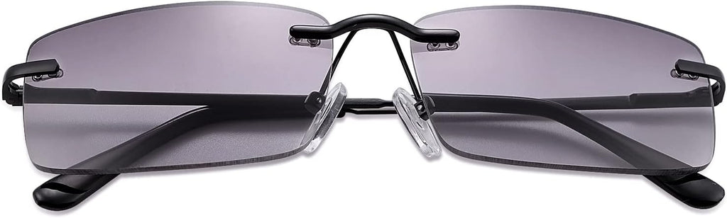 MIRYEA Rimless Full Reading Glasses UV Protection Spring Hinge Sunglasses Anti Blue Light Readers for Men Women Non Bifocals