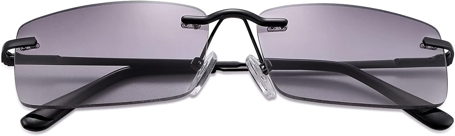 MIRYEA Rimless Full Reading Glasses UV Protection Spring Hinge Sunglasses Anti Blue Light Readers for Men Women Non Bifocals