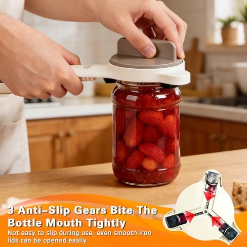 Stainless Steel Jar Opener for Seniors with Weak Hands, Manual Bottle and Can Lid Opener Gripper, Heavy Duty Kitchen Gadget for Mason Jars & Glass Bottles, Non-Slip Grip
