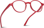 2SeeLife Small Round Reading Glasses for Men & Women – Narrow-Medium Fit, Sturdy Frame, Spring Hinges, Premium Retro Readers, Red, +2.00