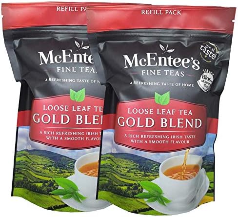 McEntee's Irish Loose Leaf Gold Blend Tea - (Pack of 2) - 250g Refill Bag - Expertly blended in Ireland to give that perfect cup of tea. A traditional Irish blend (Assam and Kenyan).