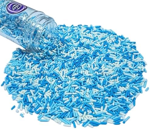 Gevog Edible Blue and White Jimmies Sugar Sprinkles for Cake Decorating Wedding Baking Cupcake Cookie Ice Cream Decoration Supplies 78g/2.75oz