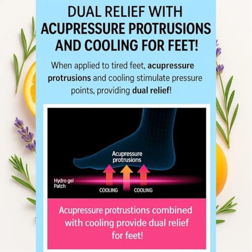 Japanese Cooling Foot Patches - 4 Sheets x 5 Pack - Hydrogel Cooling with 5 Herbal Ingredients - Lavender, Sage, Rosemary - Foot Pads for Soles - Easy & Effective Use Patch