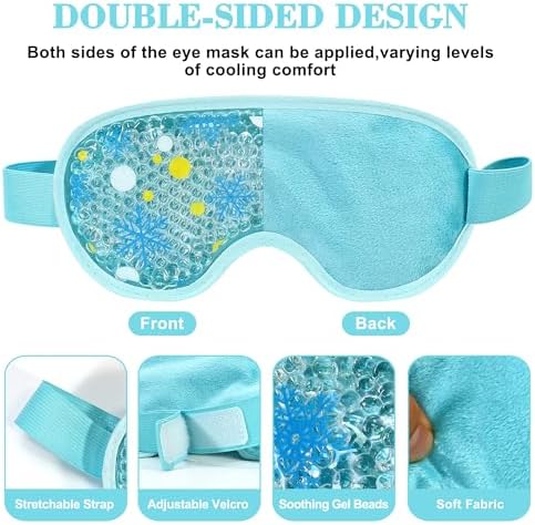 2 Pack Cooling Eye Mask, Reusable Gel Eye Masks for Puffy Eyes, Cold & Warm Compress for Dry Eye, Post Surgery, Puffiness, Allergies, Sinuses & Migraines Relief, Eye Masks for Sleep Unisex (Blue+Pink)