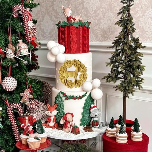 Christmas Theme Silicone Candy Molds 3D Deer Silicone Mold Pine Cone Candy Mold for Cake Decoration Cupcake Toppers Fondant Chocolate Polymer Clay Gum Paste