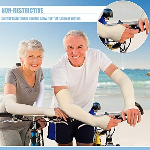 Janmercy 9 Pairs Elder Skin Protector Sleeves Thin Skin Arm Sleeve Bruise Protective from Abrasions Tear Sun Exposure Compression Bruising Arm Protective for Men Women