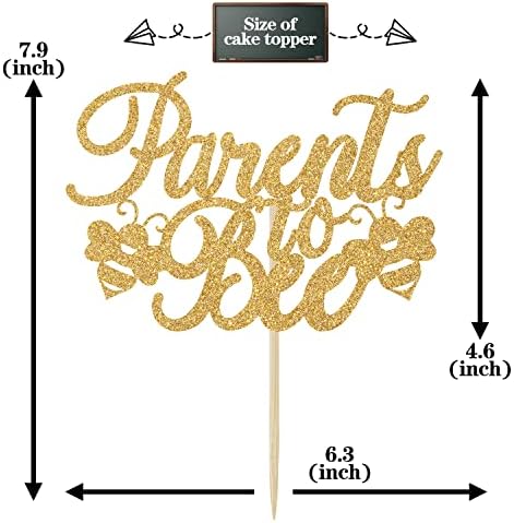 Gold Glitter Parents to Bee Cake Topper - Mommy to Be Cake Décor - Gender Reveal/Baby Shower/Pregnancy Announcement Party Decoration Supplies