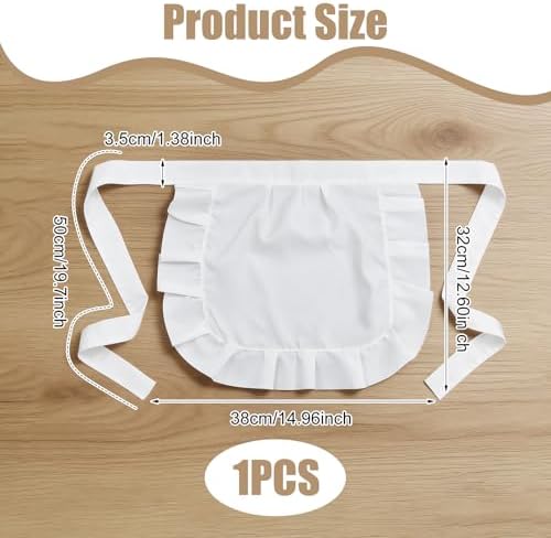 Maid Apron White Waist Apron with Ruffle for Kitchen Cleaning Ruffles Half Aprons for Party Cosplay Costumes