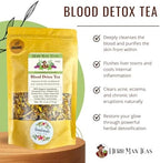BLOOD DETOX TEA - cleanses the blood, supports liver function, and improves all skin conditions by master herbalist Khabir – 100% Organic, Non-GMO, no additives