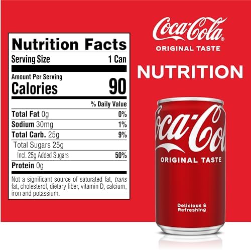 Coca-Cola Soda Soft Drinks, 7.5 fl oz, 6 Pack - Classic Cola Soft Drink, Mini Soda Cans