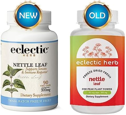 Eclectic Herb - Raw Freeze Dried Nettle Leaf Capsules | Supports Sinuses + Immune Response | Natural Herbal Supplement | Non-GMO, Vegan, Whole Herb (90 CT | 300 mg)