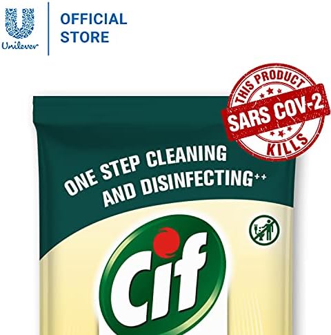 Cif Multi Surface Disinfecting Hand Wet Citrus Wipes for All Hard Non Porous Surfaces, Remove 99 Percent of Diseases, 32 Count