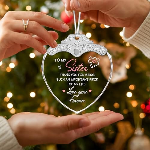 Glass Ornament - Gifts from Sister Brother - to My Sister - Unique Birthday Present for Sister - Birthday Gift Idea - Sentimental Keepsake - Wine Bottle Decor