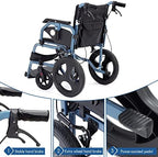 Foldable Lightweight Wheelchair with Handbrakes, Wheelchairs for Adults, Weights Only 28.5 lbs, Durable Square Tube and Flip Up & Height Adjust Armrest (15inch Rear Wheel)