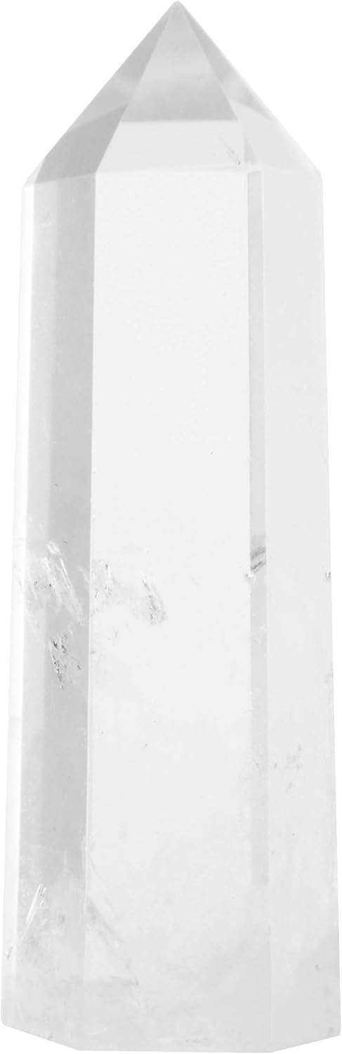 Luckeeper 4" Clear Quartz Crystal Wand Obelisk | Polished 6 Faceted Reiki Chakra Meditation Therapy,1PCS