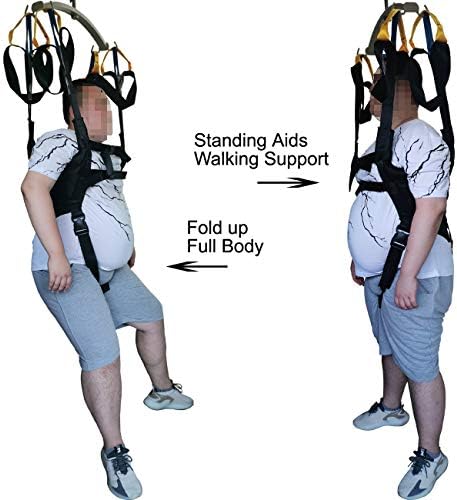 Patient Lift Sling Medical Standing Aid Walking Support Toileting Transfer Gait Belt Leg Exercisers Fold Up Invalid Elderly Full Body Adjustable Strap AidLot Black Free Size