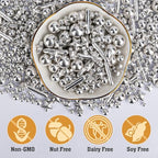 Twisweet Silver Pearl Rods Star Sprinkles, Edible Sugar Sprinkles for Cake Decorating, Mix Size Candy Pearls for Baking Cake Topper Ice Cream Cupcake Cookie Dessert Decorations, Wedding Valentines Birthday Christmas Easter Supplies (130g/4.58oz)