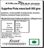 Ghasitaram Gifts Indian Sweets - Sugar Free Pista mawa barfi 800gms