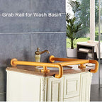 Bathroom Sink Grab Bar with Luminous Circle, Safety Handle with Non-Slip Grip for Elderly Disabled Pregnant Women, White/Yellow (68cm/27inch)