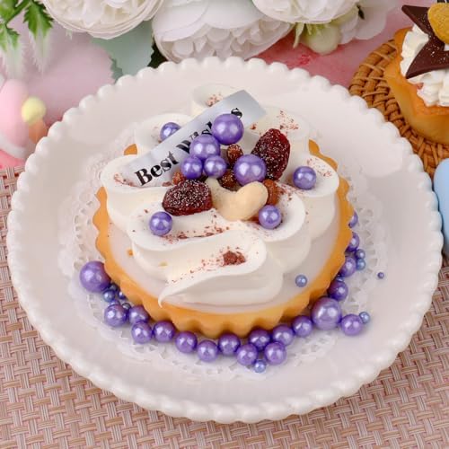 Purple Pearl Sprinkles for Cake Decorating, 6 Sizes Mix 4.6 oz Edible Pearls Sugar Sprinkles for Baking Cupcake Cookies