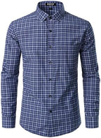 JEMITOP Men's Transitional Weather Slim Fit Long Sleeve Button Down Shirt Business Casual Dress Shirts with Pocket