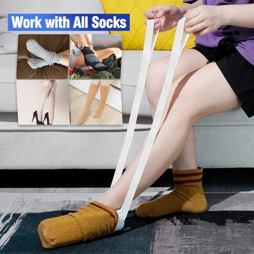 Sock Aid, Sock Helpers to Put on Your Socks for Seniors, Disabled, Pregnancy, Assist Device for Elderly, Tool Aide Puller Easy on and Off with No Bending(Dark Blue)