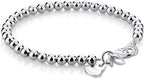 H&Beautimer 925 Sterling Silver 4-10MM Ball Chain Bracelet For Women's - Italian Handmade Bead Chain Bracelet 5''5.7''6.3''6.7''7.5''8''8.3''8.5''9 Inch Rose Gold Party Jewelry