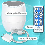 Serene Evolution White Noise Machine with 60 Soothing Sounds - Sound Machine for Adults and Baby - Noise Cancelling Sleep Music Device with Remote Control - Ideal for Office Privacy - Black