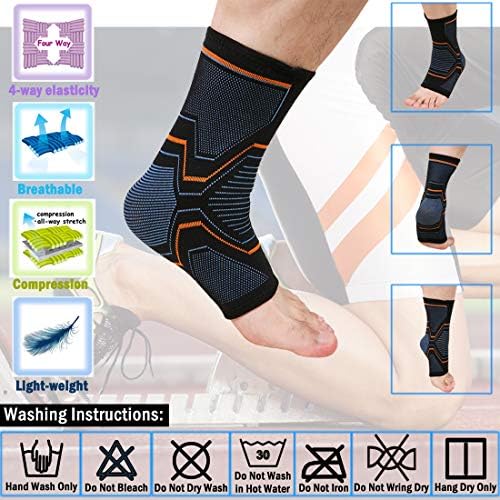 Compression Ankle Brace Sleeve Socks Foot Support Guard for Basketball Foot Running Sports Women Men Injury Recovery,Relieve Join Pain - 1 Pair Pack (Medium)